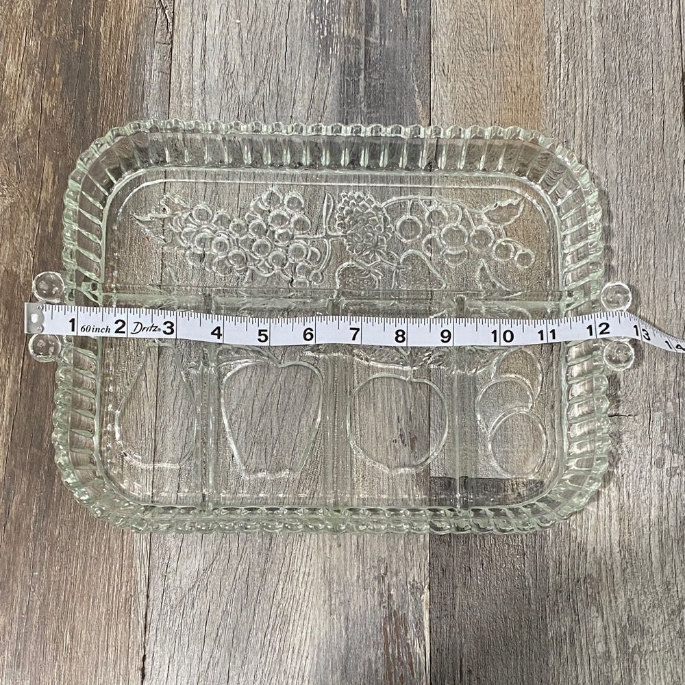 Vintage Indiana Glass Fruit Design 5  Divided Tray - Picture 7 of 10
